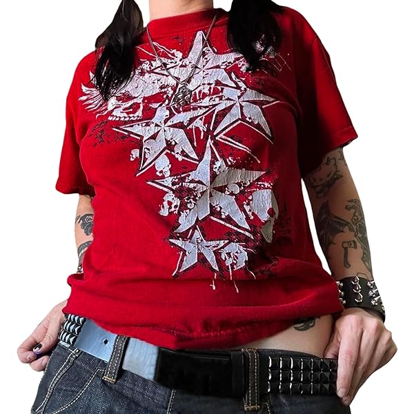 heaven and earth スカル カットソー Amazon.com: Women´s Grunge Teen Girl T-Shirt Oversized Skull