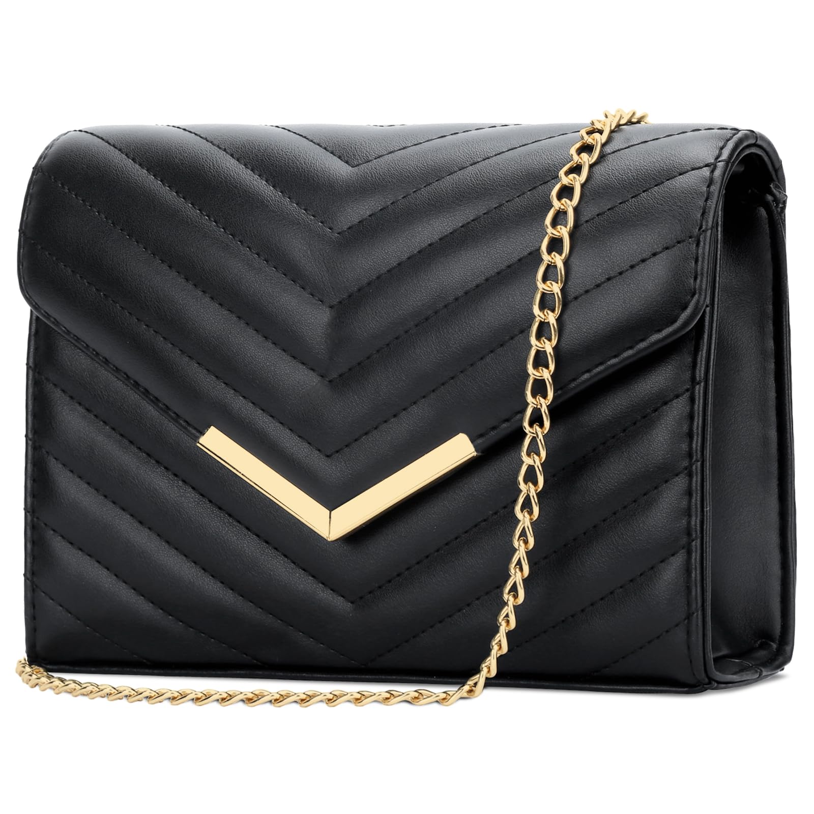 Photo 1 of KKXIU Women Formal Vegan Leather Evening Envelope Clutch Purses and Handbags for Party Wedding Prom Bridal (A-Black)