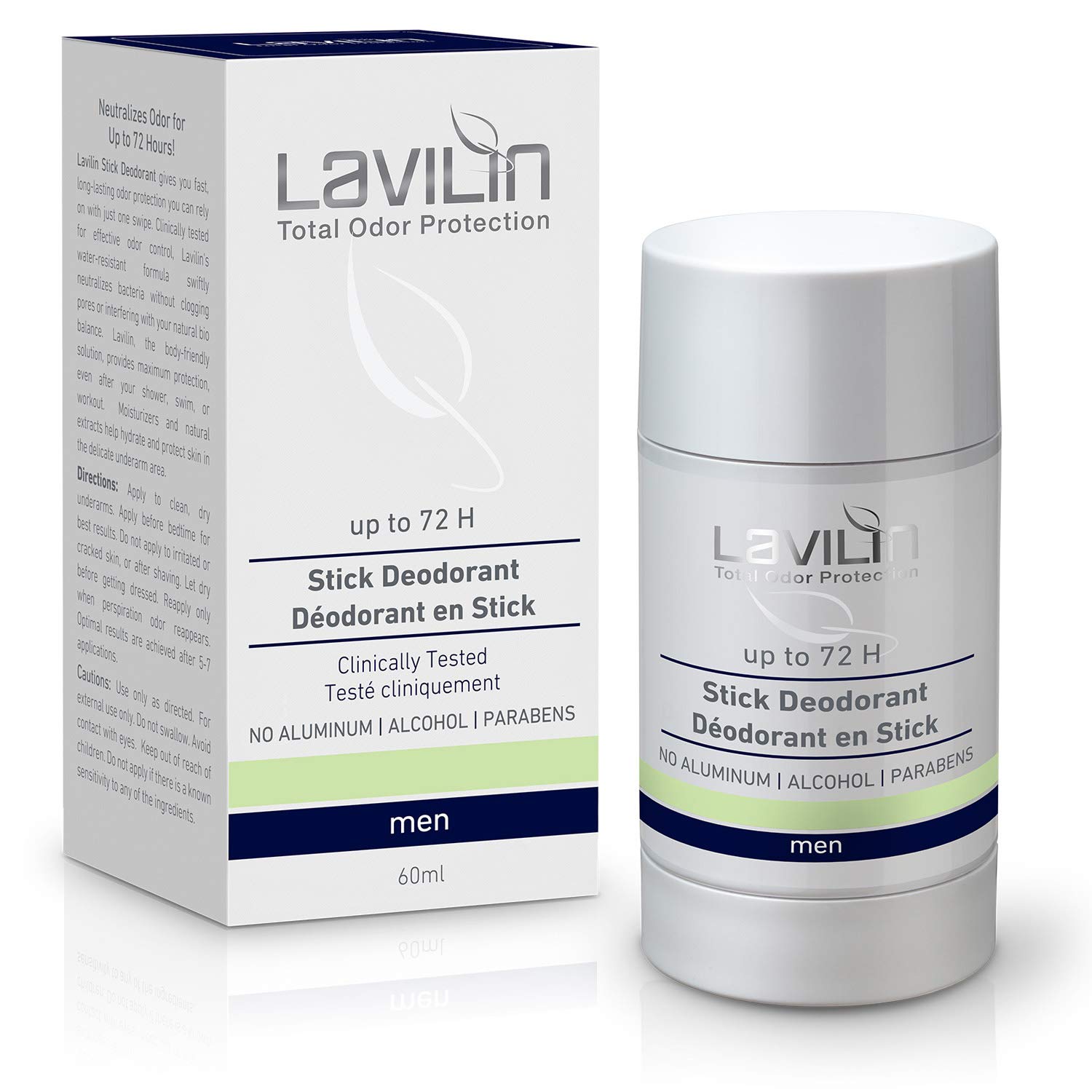 LAVILIN Men’s Underarm Stick Deodorant - Up to 72 Hours Protection The Ultimate and Different Way to Prevent Unpleasant Odors – Alcohol, Paraben and Aluminum Free | Cruelty-Free - 2 oz