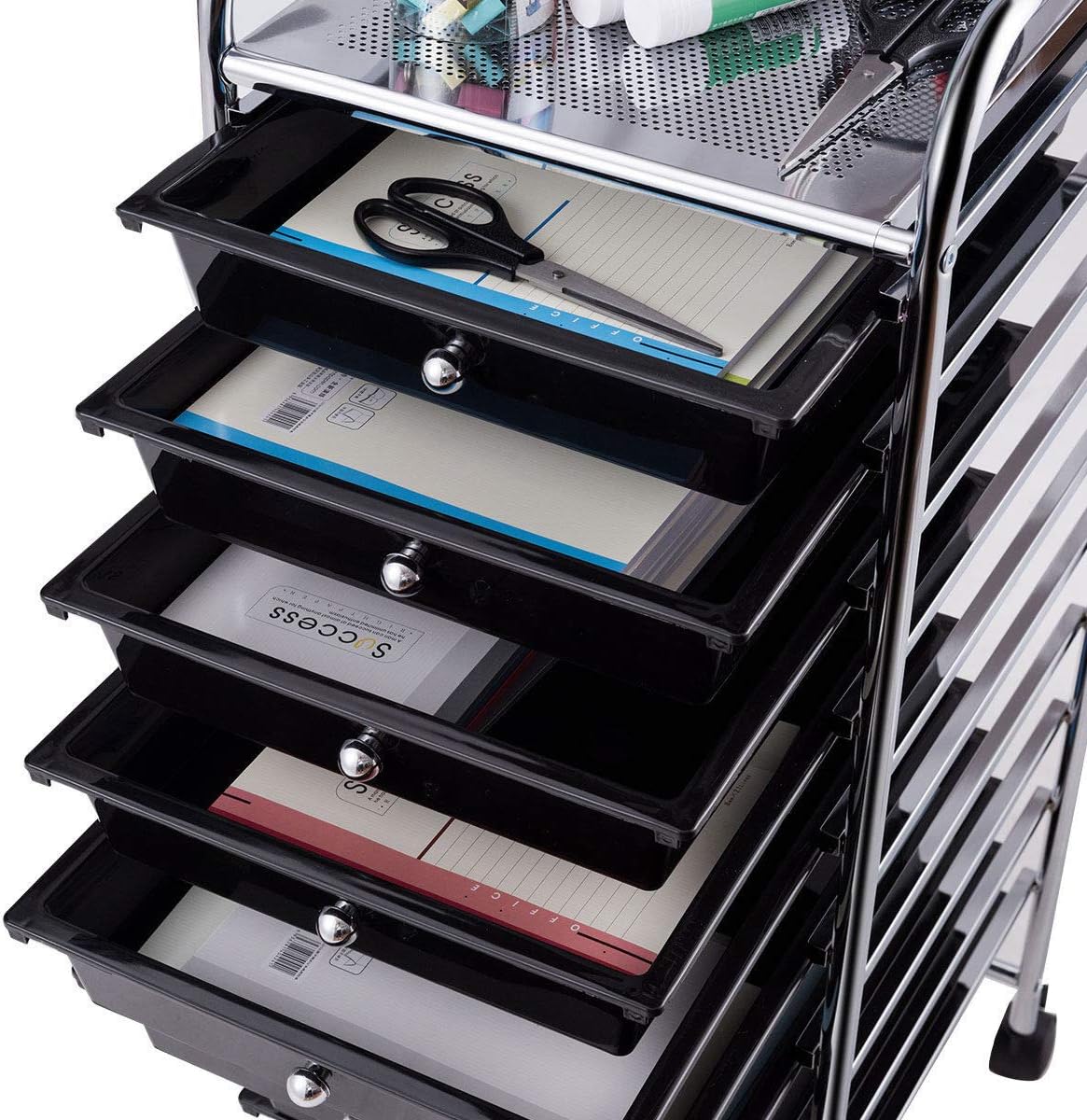 Giantex 10 Drawer Rolling Storage Cart Scrapbook Paper Office School Organizer (Black) : Office Products