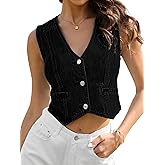 ELLEVEN Womens Summer Cropped Denim Vest, V-Neck Crop Western Jean Vest Top for Women Country Trendy Outfits