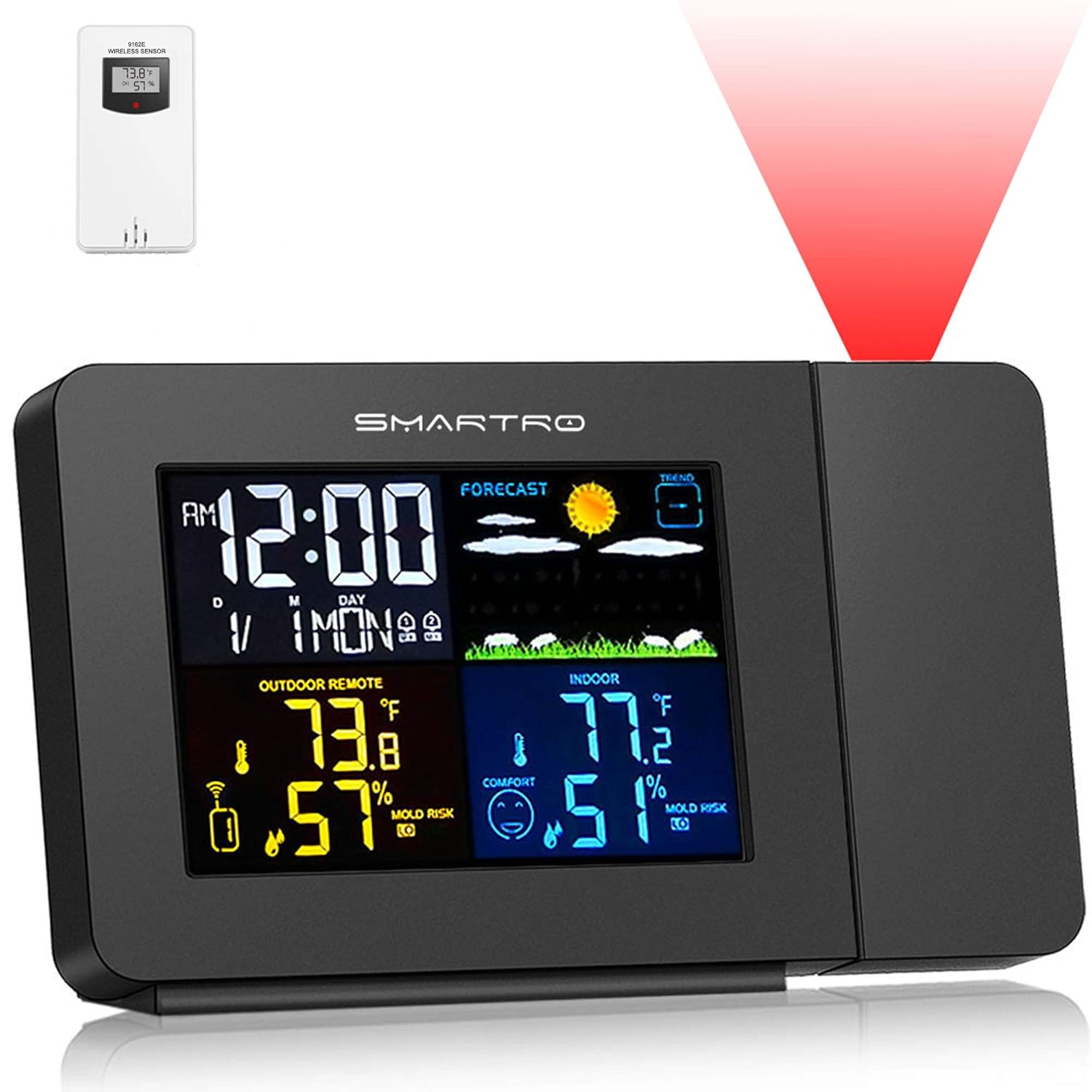 Buy SMARTRO SC91 Projection Alarm Clock for Bedrooms with Weather
