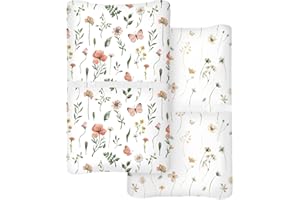 WOODIVILLE Changing Pad Cover for Baby Boys Girls 2 Pack, Fits Standard 32”×16” Changing Table Pads, Silky Breathable Stretch Knit, Machine Washable (Butterfly Garden)
