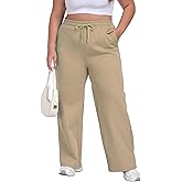 Cheapestbuy Womens Plus Size Sweatpants Straight Leg Baggy Pants Drawstring Casual Pants Athletic Joggers with Pockets