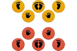 Eco Walker 10inch Colorful Carpet Spot Flat Markers Feet Hand Game Stepping Stones Floor is Hot Lava for Classroom Home (Hand-Feet 1)