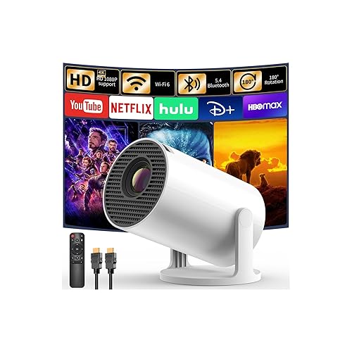 Yoton Y4 TV Projector for Bedroom with WiFi, Pre-installed Apps Mini Portable 1080P Home Cinema Auto Keystone