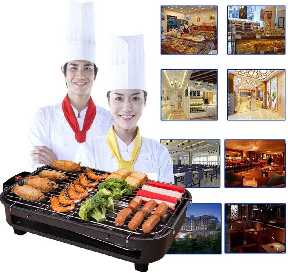 review BIYLL Electric Smokeless Portable BBQ, Indoor Barbecue Grill Water Filled Drip Tray Reduced Odour Smoke, 1300 W .398424CM.