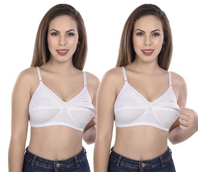 Women's Feeder/Maternity Cotton Solid Color Bra Pack of 2