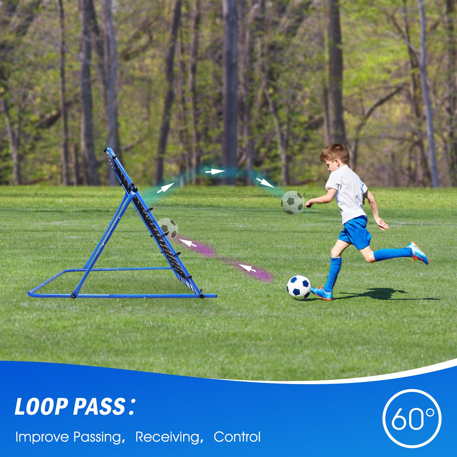 4.8x3.7FT Soccer Rebounder Net, Quick-Switch Angle Soccer Training for Control, Passing Practice, Easy Setup Rebounder Gifts & Equipment for Kids,Teens & Adults