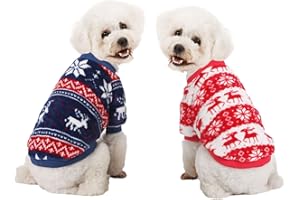 MOIRIG Dog Sweater, Dog Sweaters for Small Dogs, 2, 3 Pack Warm Soft Pet Clothes for Puppy, Medium Large Cat, Dogs Girl or Boy, Dog Shirt for Winter Christmas (Red+Navy, X-Small)