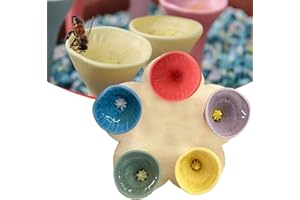 Usoway Bee Insect Drinking Cup,Colorful Bees Cups Water for Bee Garden,Bee Watering Cups for Thirsty Pollinators,Bee Cups Collect a Teaspoon Of Water (Multicolour, 1)
