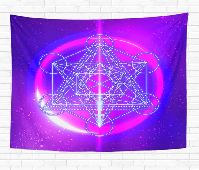 Amazon.com: Assp Tapestry Metatrons Cube Flower of Life Sacred Geometry Abstract Good 50x60 ...