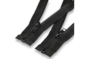 #5 Separating Sewing Zipper for Jacket: YZSFIRM 2Pcs Black 31 inch Plastic Zippers - Replacement Coat Open End Zipper Bulk