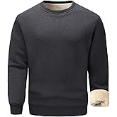 Flygo Men's Sherpa Lined Sweatshirts Fleece Pullover Top Cotton Crew Neck Sweatshirt Warm Sweater Winter Clothes