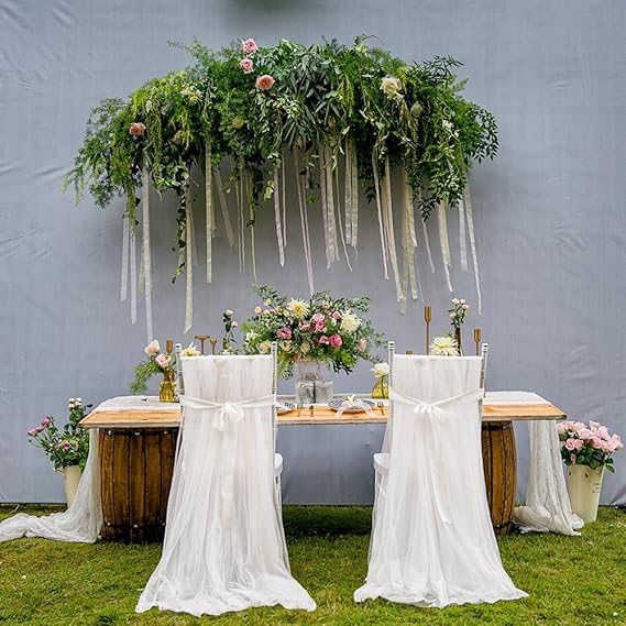 Bulary Stuhlhussen Schleifen, 2 Stück Hochzeit Party Geburtstag Party Feier Dekoration DIY Stuhl Hussen weiß