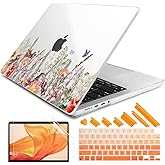 DONGKE Case for M5 MacBook Pro 14 inch 2025 2024-2021 M4 M3 M2 M1, Plastic Hard Shell Cover Compatible with A3434 A3112 A3401 A3185 A2992 A2779 A2442 Retina XDR Display & Touch ID, Floral Illustration
