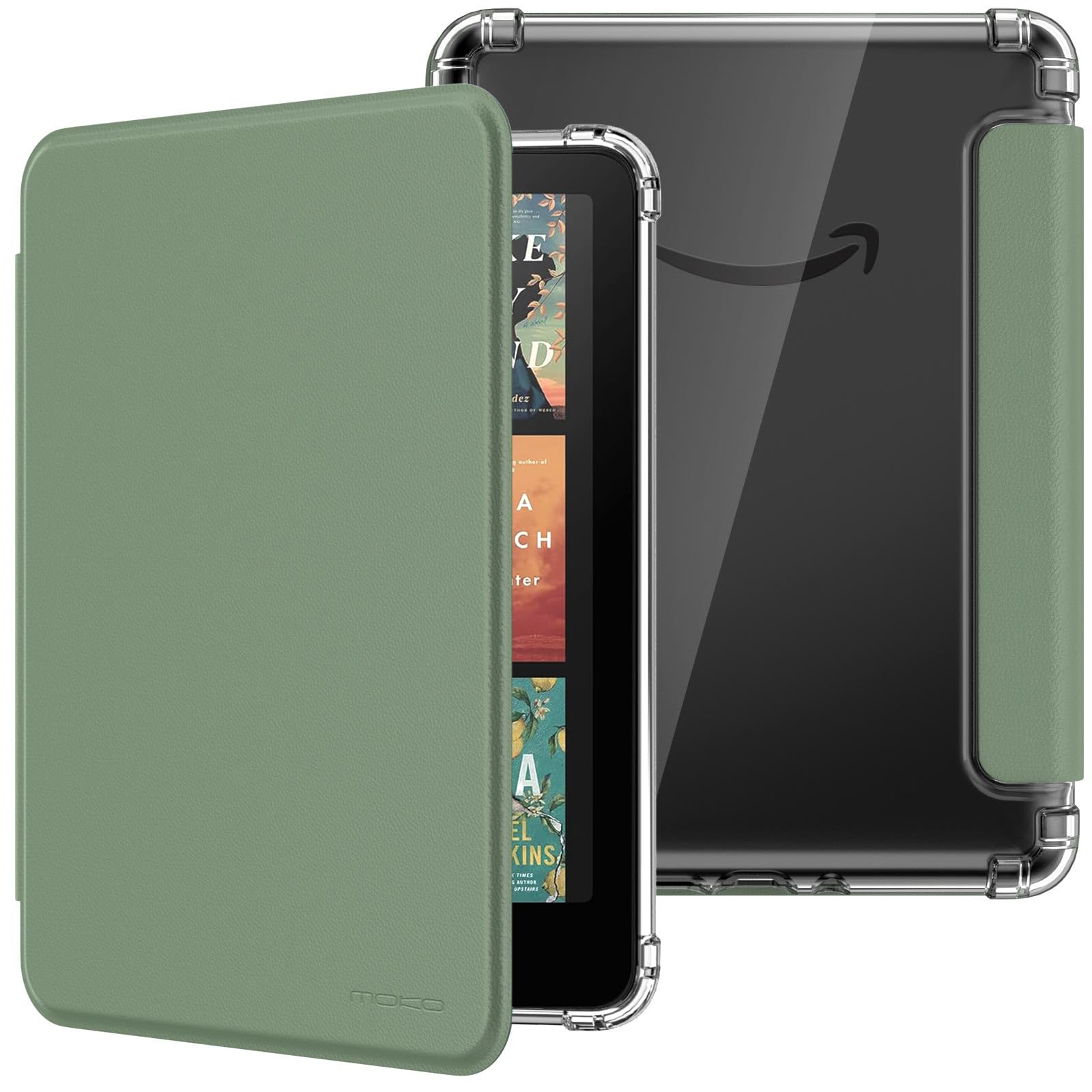 MoKo Case for All-new 7" Kindle Paperwhite 12th Generation 2024&Kindle Colorsoft Signature Edition 2024, Ultra Clear Soft Flexible Transparent TPU Back Cover Light Shell with Auto Wake/Sleep, Celadon