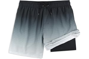 MILANKERR 5.5 inch Mens Swim Trunks with Compression Liner,Mens Bathing Suit Quick Dry Stretch Swimming Trunks