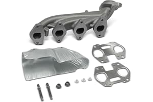 A-Premium Left Exhaust Manifold Kit W/Gaskets & Bolts & Studs & Nuts & Heat Shield [8Cyl 5.4L]Compatible with Ford F-150 2004