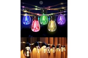 JACKYLED 160 LED Outdoor String Lights, 48FT Patio Lights with Rope Fairy, Not Extendable Not Solid Color, Warm＆Multi, Commercial Grade Waterproof Bulb, Remote Control, 1 pc