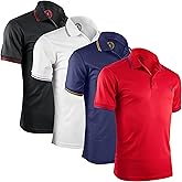 Albert Morris Men’s Short Sleeve Polo Shirts, Regular Fit, Moisture Wicking Performance Polyester, 4-Pack