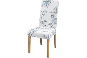 Lalluxy Stretchy Parson Chair Slipcovers for Dining Room Chair seat Covers Chair Protectors for Party Pet Protection Universal Fit Soft Polyester (Set of 4, Blue Flowers)