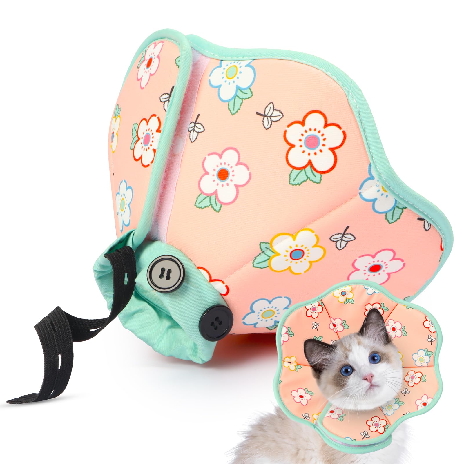 Photo 1 of Cat Cone Collar Soft for Wound Healing for Large Cats(Exotic Shorthair Persian Ragdoll), Air Breathable Neck Recovery Cone Anti Scratch Licking, Adjustable Surgery Cat Head Cone Alternative