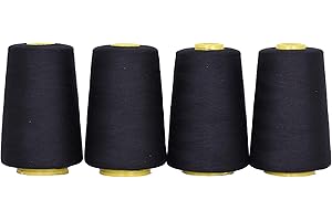 Mandala Crafts 4 Pack of Serger Threads Black Threads for Sergers Machine - Sewing Thread Cones Thread for Overlock Thread Quilting - 40S/2 24000 Yds Polyester Thread Spools