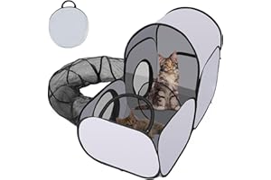 QileQPet 3-in-1 Cat Playpen with Surround Tunnel – Portable Indoor & Outdoor Pet Enclosure Tent with Carry Bag, Portable Pet 