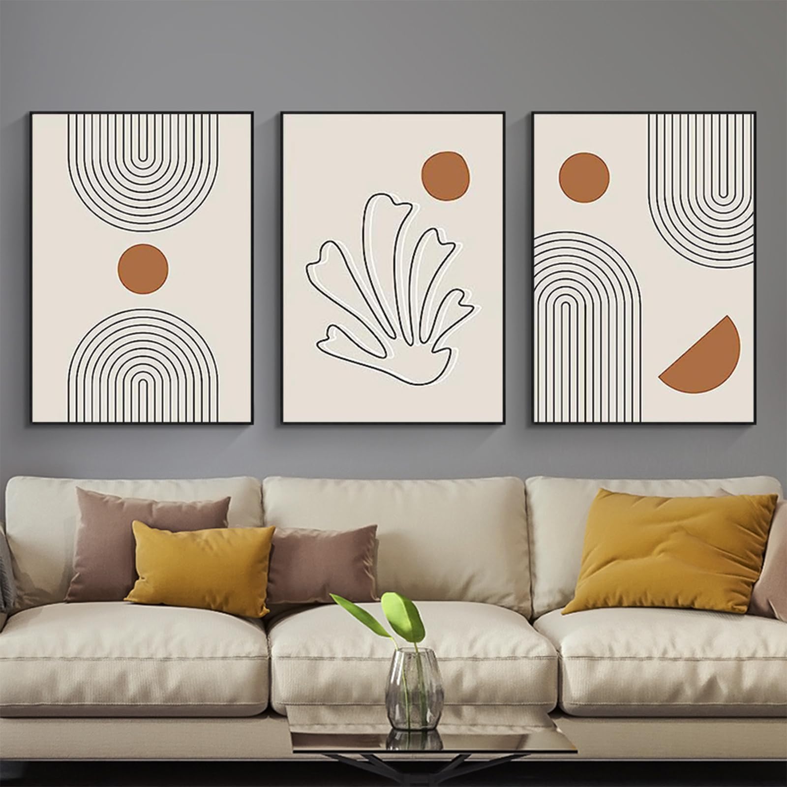 JNAOZI Abstract Line Geometry Pictures, Abstract Botanical Art Poster, Home Decor, Wall Art, No Frame (20 x 30 cm x 3, Photos 5) — image 1