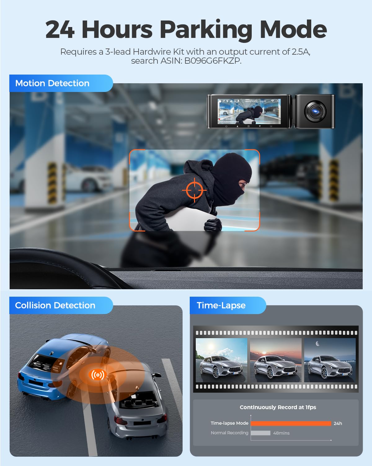 AZDOME M550 4K WiFi 3 Channel On Dash Cam, Dual Front And Rear For Car