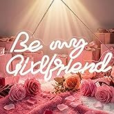 Tujoe Large Be My Girlfriend Neon Light Hanging Proposal Sign Valentines Day Wedding Party Wall Decor Dimmable Switch Warm White LED Light Letters Sign for Girlfriend Bedroom Living Room USB
