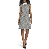 Calvin Klein Womens Sleeveless Collared Tweed Shift Mini Dress