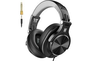 OneOdio A71D Wired Over-Ear Headphones, Studio Monitor Headsets, Hi-Res DJ Stereo Headphone with Foldable Design, 3.5/6.35MM Plug for AMP Recording Podcast Mixing PC Guitar - Black