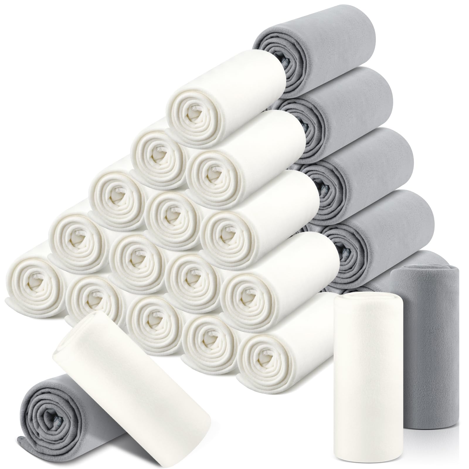 Photo 1 of ***FACTORY SEALED*** Newwiee 100 Pcs Fleece Throw Blankets Bulk Outdoor Wedding Guest Gifts Soft Lightweight Sleepover Lap Blankets Pet Home Sofa Couch Office Donation Homeless, 50 x 60 Inch (White/Gray)