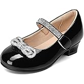 K KomForme Girls Dress Shoes Princess Bow Flats with Rhinestone for Wedding Party, Toddler/Little Kid/Big Kid