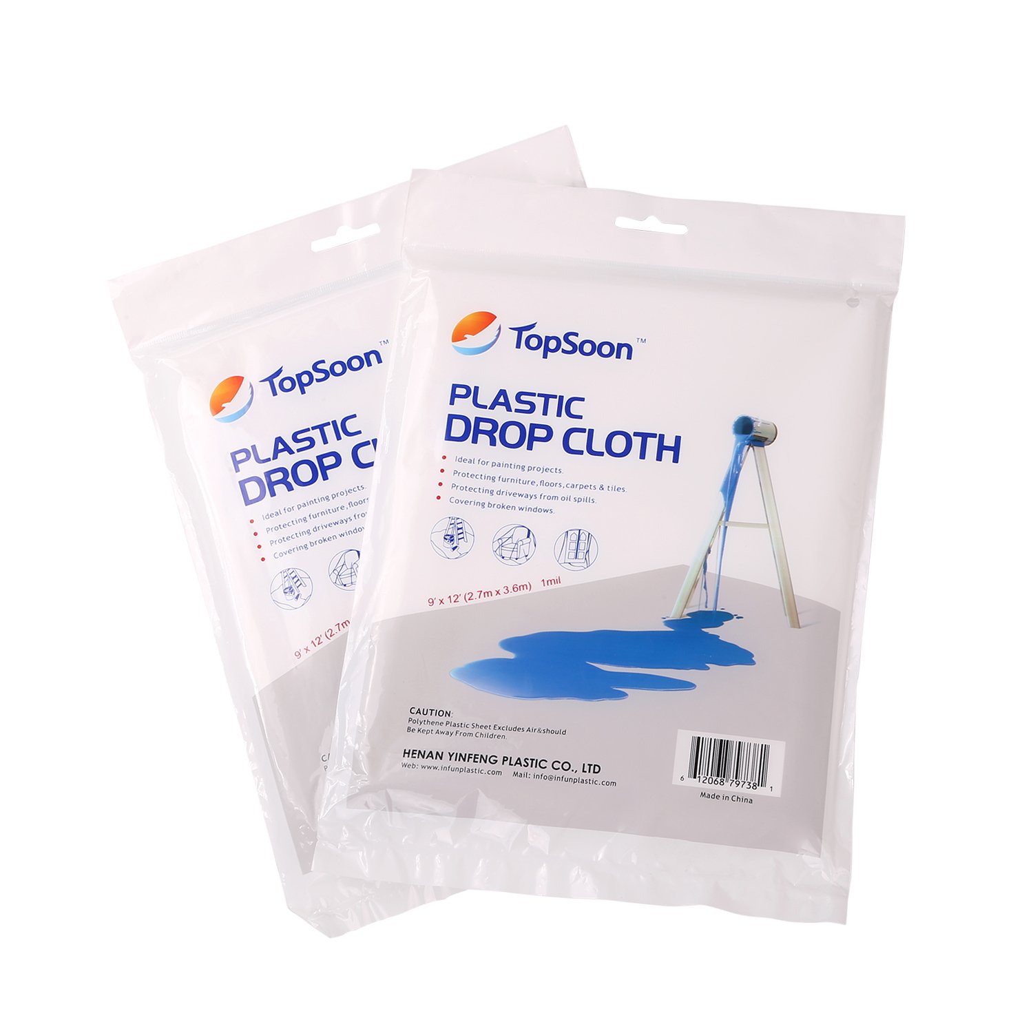 Topsoon Plastic Drop Cloth 9 Feet By 12 Feet Clear Tarp Plastic Painting Tarp Plastic Sheeting Waterproof Patio Furniture Cover Tools Home Improvement Painting Supplies Tools