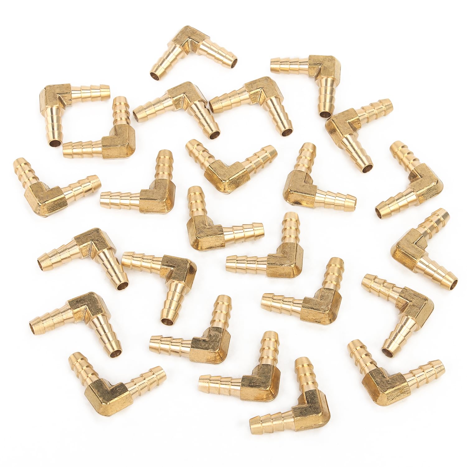 LTWFITTING 90 Deg Elbow Brass Barb Fitting 1/4-Inch x1/4-Inch(6mm) Hose ID Air/Water/Fuel/Oil/Inert Gases (Pack of 25)