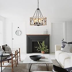 SANTOSTOCK D19'' Farmhouse Chandelier, 4-Light