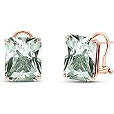 13 CTW 14k Solid Rose Gold Octagon Green Amethyst Earrings