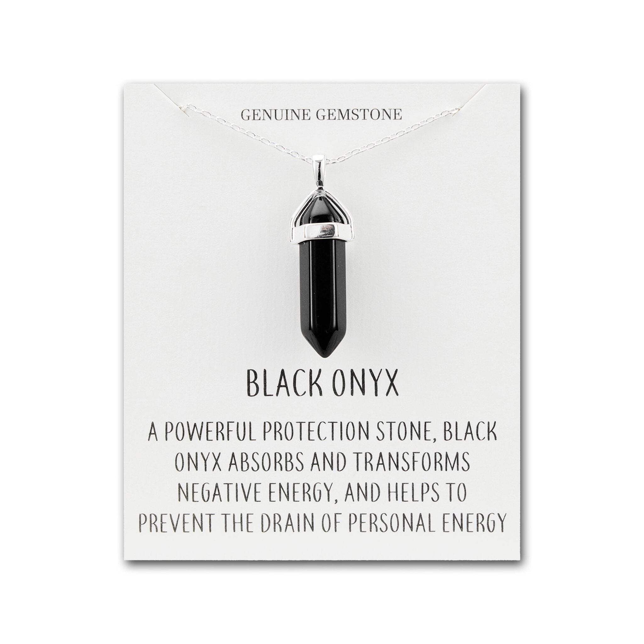 Philip Jones Black Onyx Gemstone Necklace with Quote Card