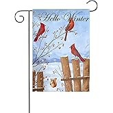 Winter Cardinal Bird Garden Flag, Double Sided Christmas Snowflak Home Yard Flag Weather Resistant Welcome Seasonal Outside Decorative Flag for Patio Lawn Home Courtyard 12x18inch