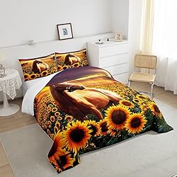 Erosebridal Brown Horse Comforter Set King Size for