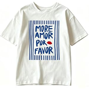 MMIUAEG Women's Leopard Letter T Shirt Cute More Amor Por Favor Shirt
