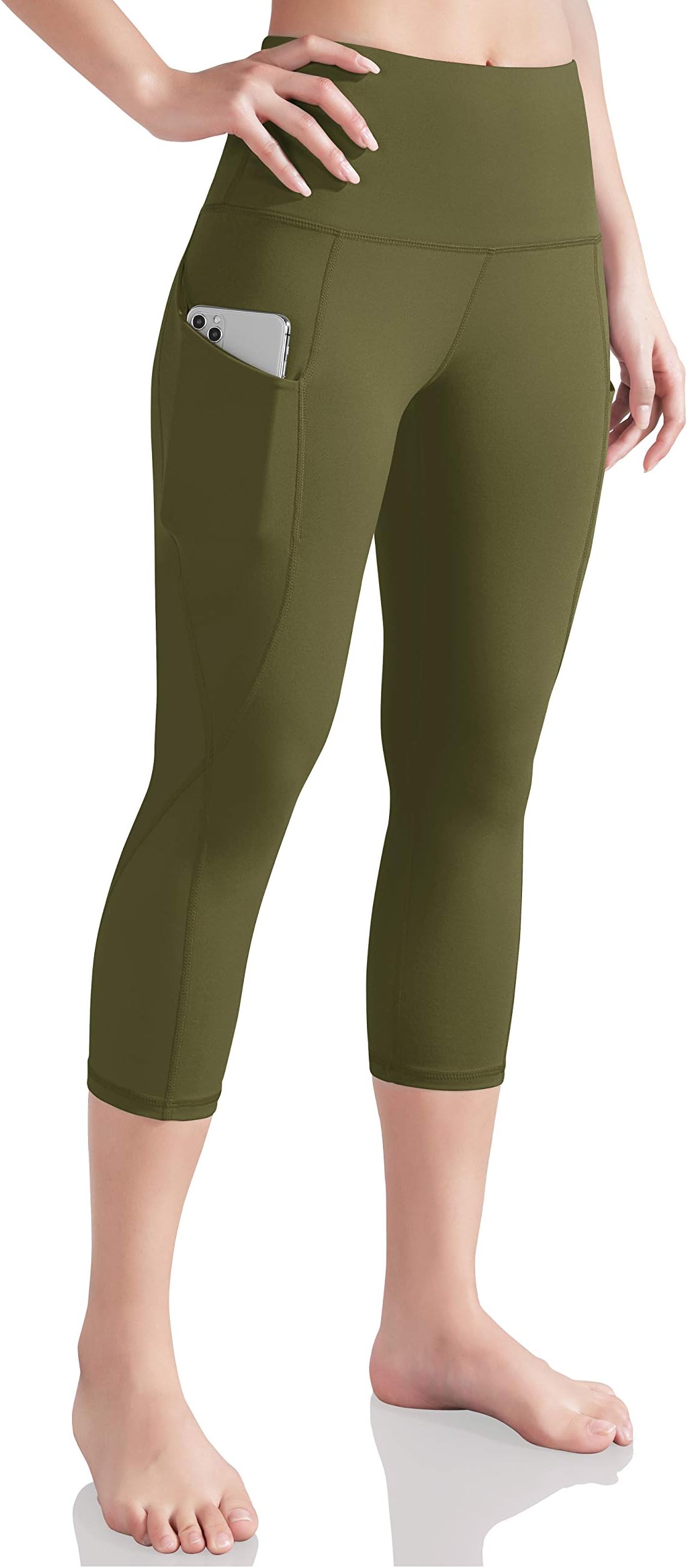 ODODOS Women's High Waisted Yoga Capris Leggings with Pockets, Sports Workout Running Athletic Pants-19/28" Inseam