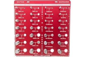 FXSMGDY Thread Checker, Bolt identifier Board, Bolt Size and Thread gaug,Bolt Thread identifier, Thread Checker with 14 Standard and 14 Metric, Bolt and nut identifier Gauge,10 Years Warranty…