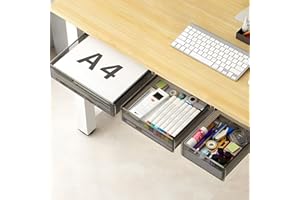 SVNNELP Under Desk Table Drawer Storage Organizer,3 Pack Large & Medium & Small Slide Out Desk Drawers - Hidden Desktop Organ