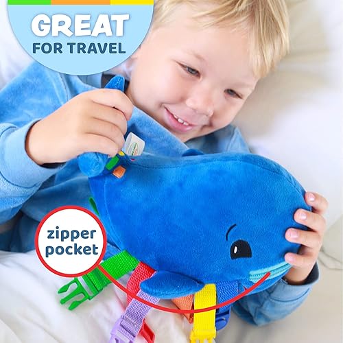 Buckle Toys Blu Whale Stuffed Animal Montessori Toys for Toddlers