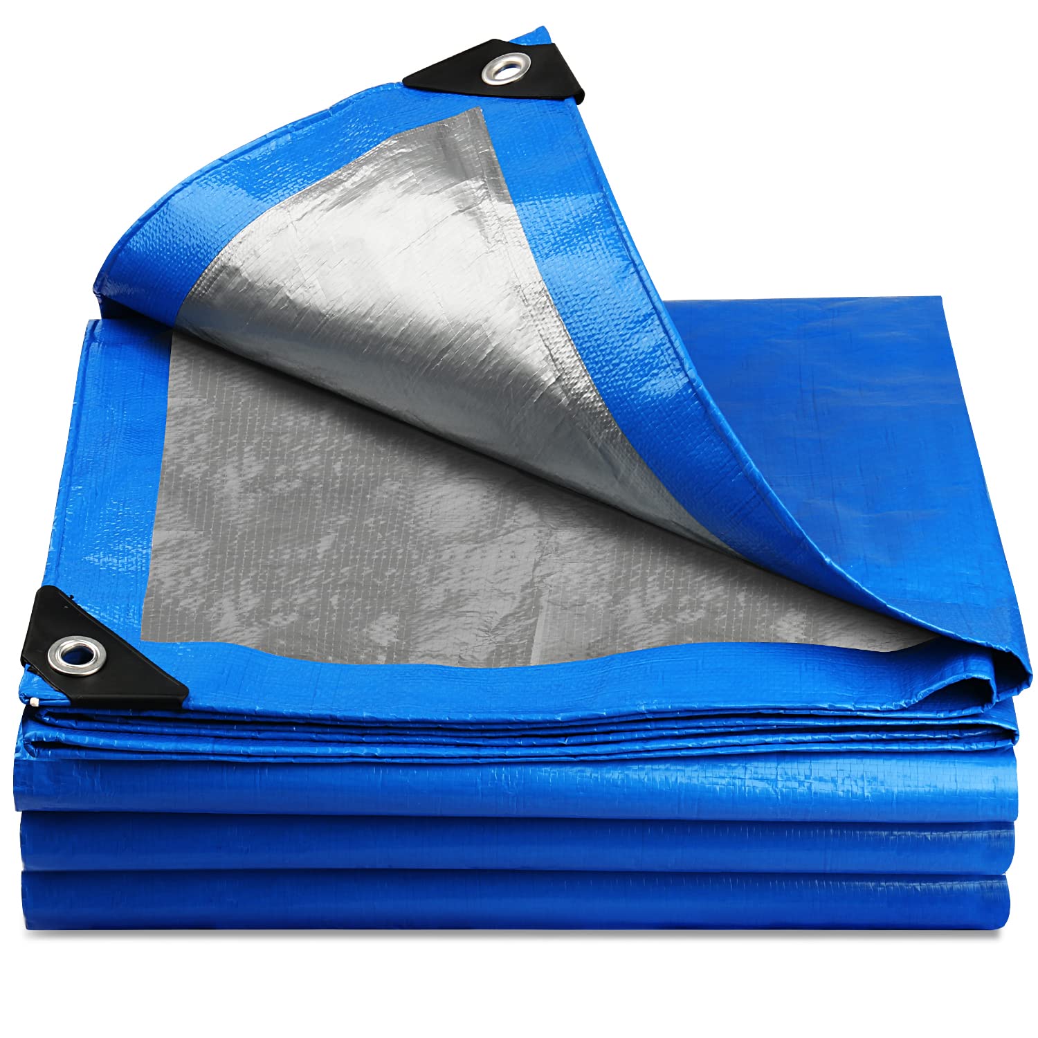 Onarway Tarpaulin 3m x 5m Thicken Tarpaulin Waterproof Heavy Duty 110GSM with Reinforced Grommets, Tarp Sheet Cover for Multipurpose Outdoor Use, Blue