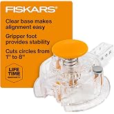 Fiskars Circle Cutter with 3 Replacement Blades for Paper &amp; Arts and Crafts | Cuts Circles from 1" to 8&rdquo;, Paper and Cardstock Cutter for Card Making, Scrapbooking, Invitations and More, Clear/Orange